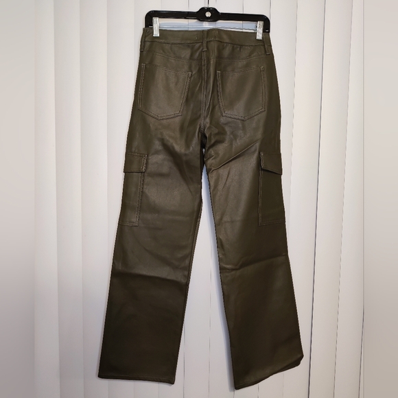 NWT TGA Olive green faux leather cargo pants size 7/28 - Picture 2 of 3